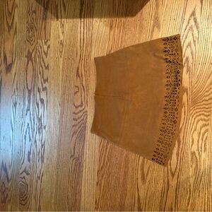 Suede Mini Skirt with Cutout Design